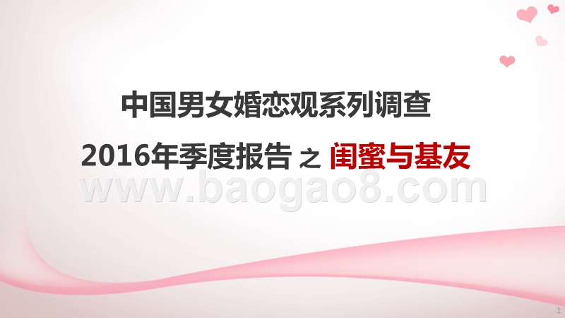 中国男女婚恋观系列调查2016年季度报告之闺蜜与基友.pptx_第1页