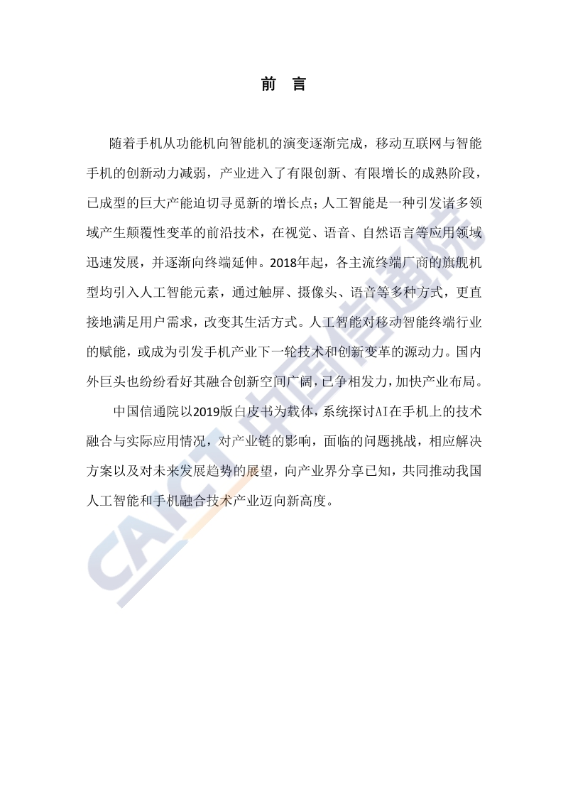 2019年手机人工智能技术与应用白皮书.pdf_第3页