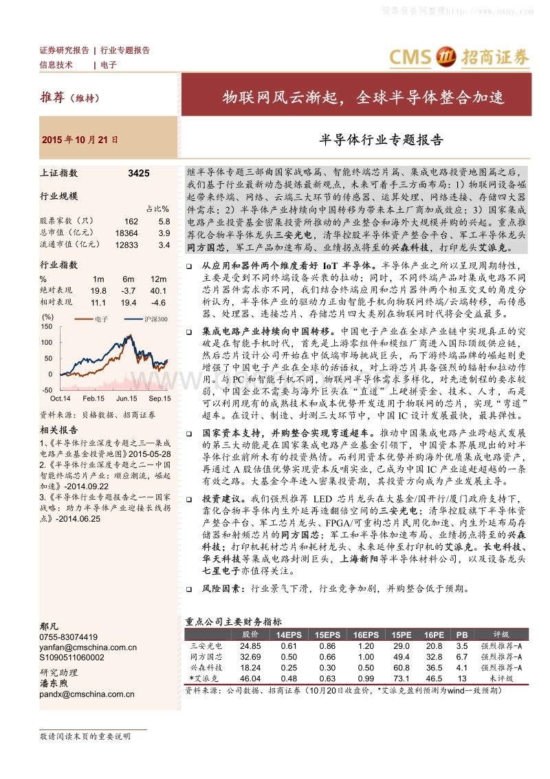 半导体行业深度专题之四：物联网风云渐起，全球半导体整合加速.pdf_第1页