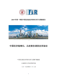 2019年第一季度中国宏观经济形势分析与预测报告.pdf