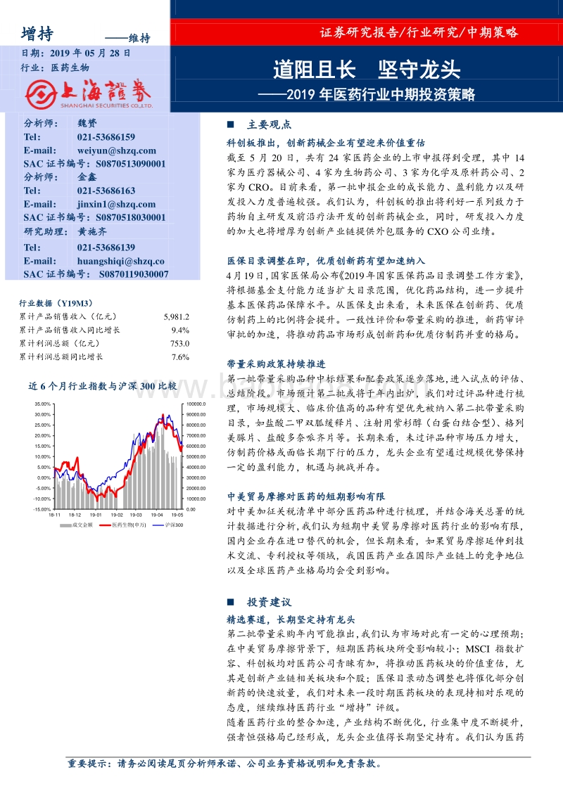 2019年医药行业中期投资策略：道阻且长，坚守龙头.pdf_第1页