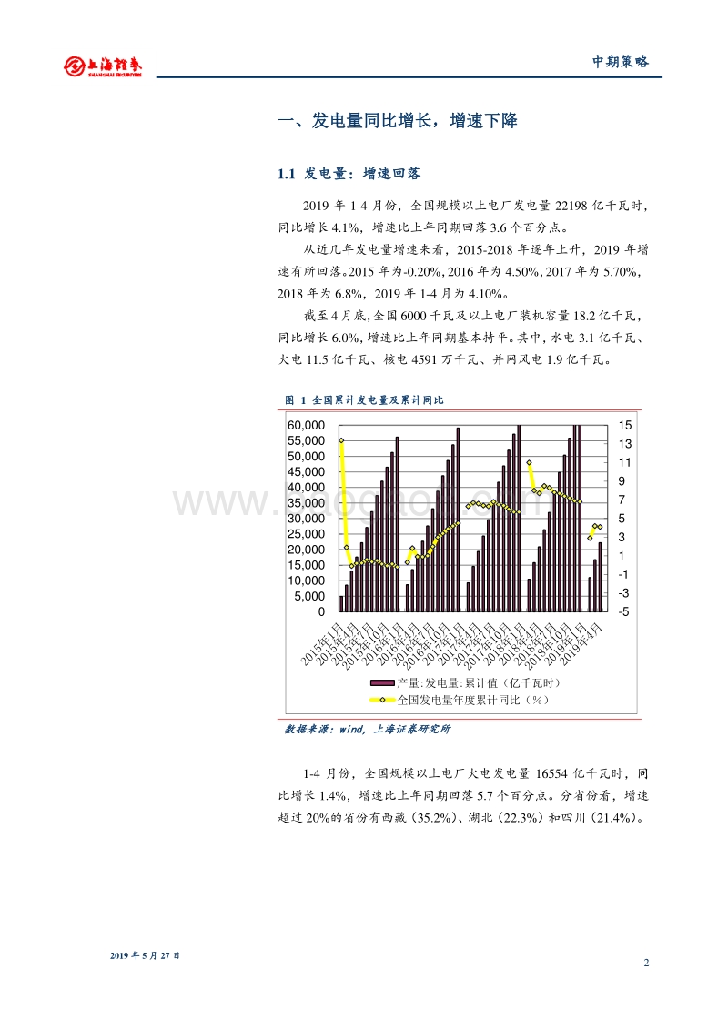 2019年中期电力行业投资策略：发电量增速回落，利用小时微降.pdf_第2页