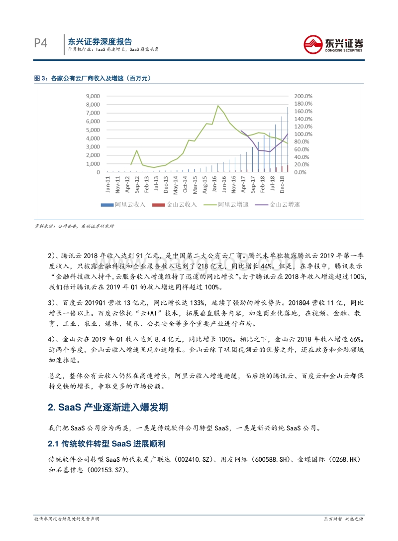 中国云计算上市公司一季报总结：IaaS高速增长，SaaS崭露头角.pdf_第4页