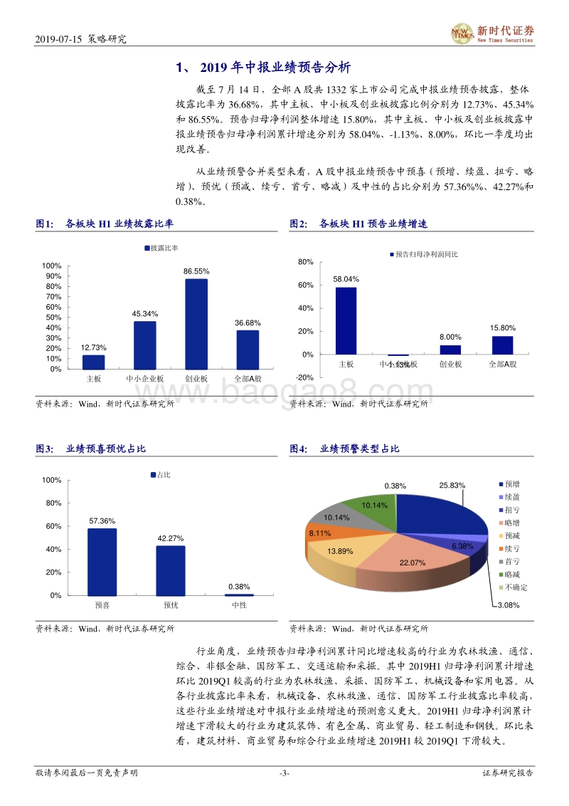 2019年中报业绩预告分析：中小创业绩增速延续回升趋势.pdf_第3页