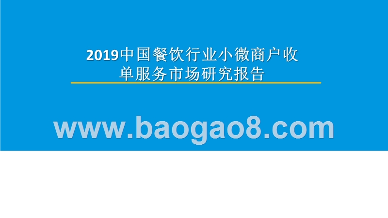 2019中国餐饮行业小微商户收单服务市场研究报告.pptx_第1页
