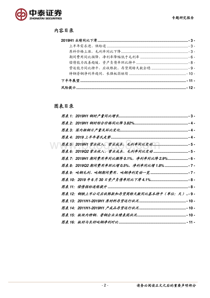钢铁行业2019年半年报总结：盈利回归常态.pdf_第2页