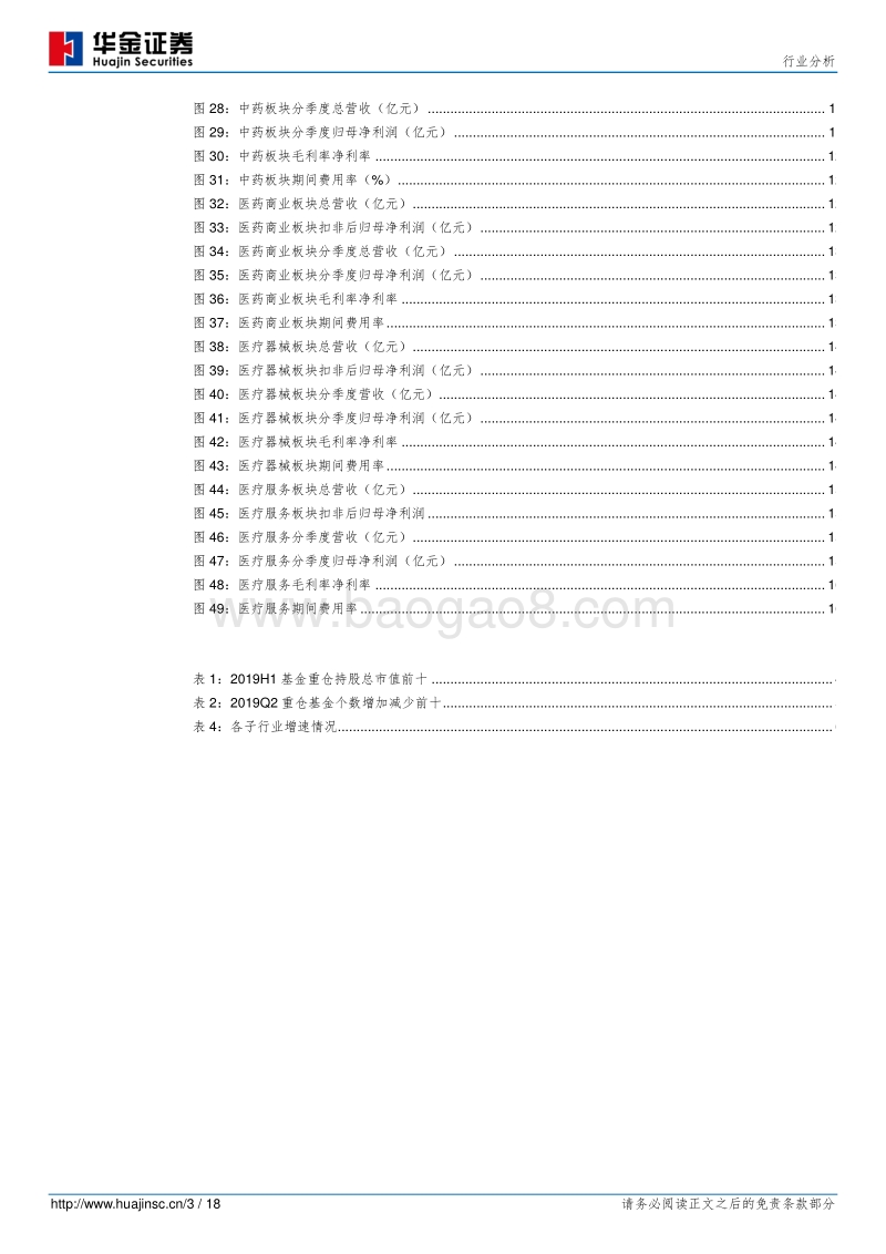医药行业2019半年报总结：业绩继续分化，龙头个股景气度较高.pdf_第3页