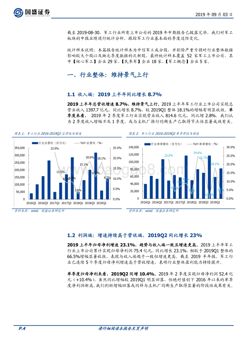 军工行业2019半年报综述：景气上行态势确立，板块分化龙头领跑.pdf_第4页