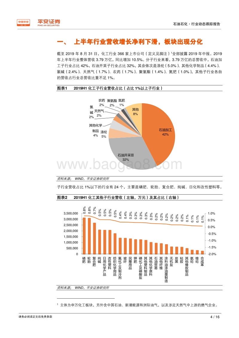 2019年化工行业中报总结：营收增长，净利下滑；板块分化，精选标的.pdf_第4页