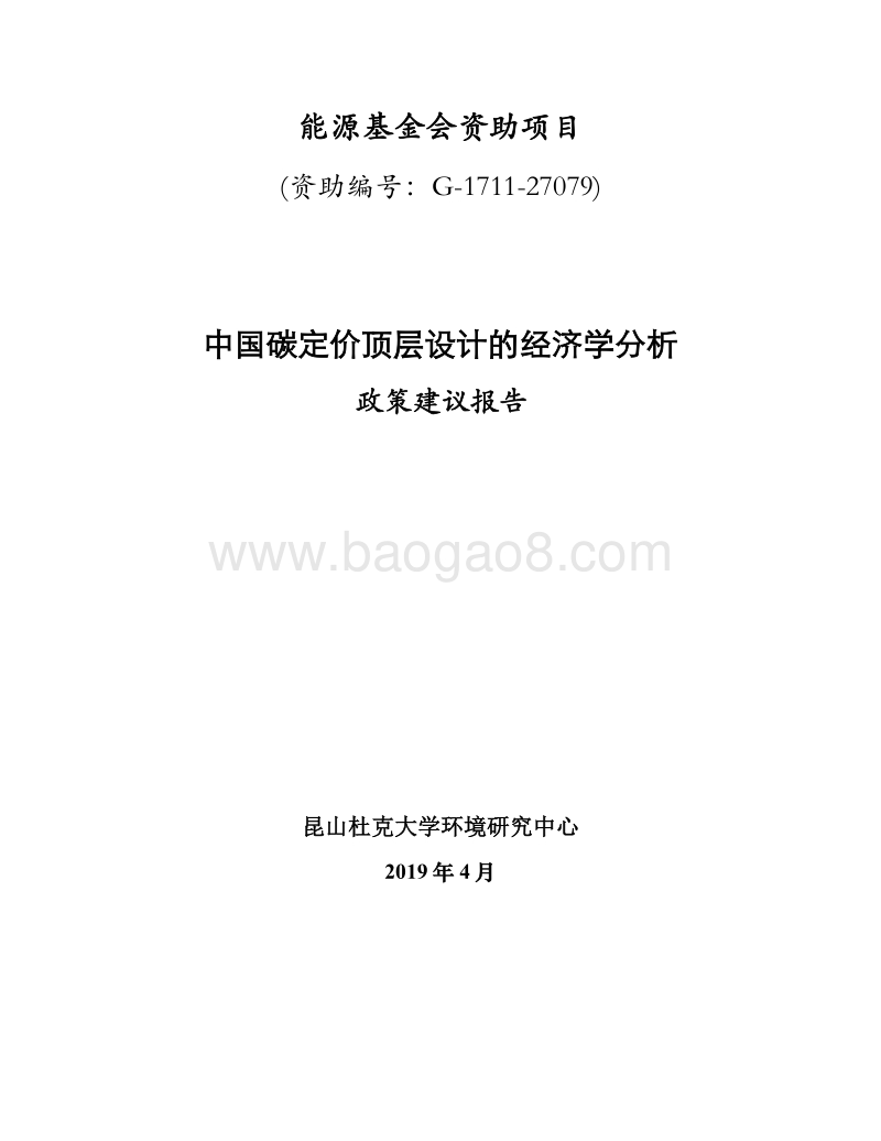 中国碳定价顶层设计的经济学分析政策建议报告.pdf_第1页