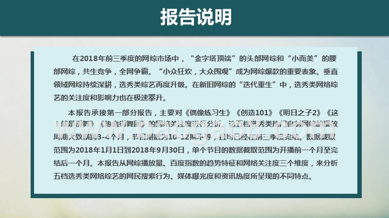 2018-2019前三季度选秀类网络综艺节目网络关注度分析报告.pptx_第2页