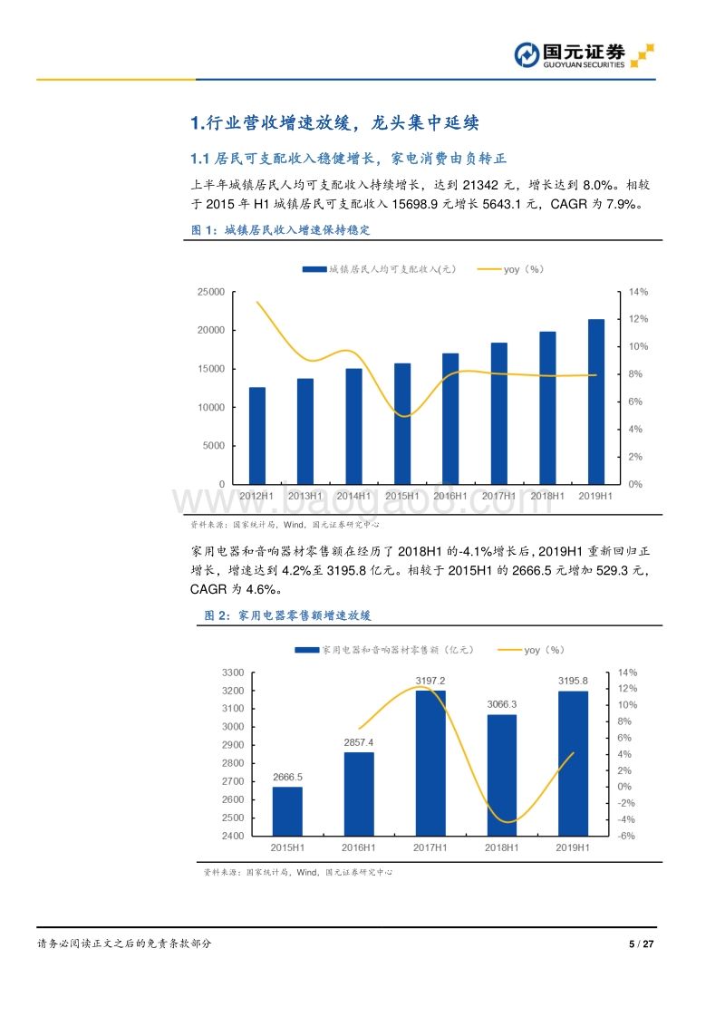 家电行业2019半年报总结：营收放缓，毛利率提升，龙头集中延续.pdf_第5页