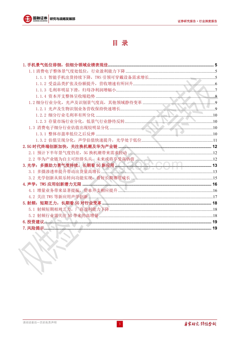 2019H1消费电子中报分析：细分行业分化明显，静待5G景气反转.pdf_第3页