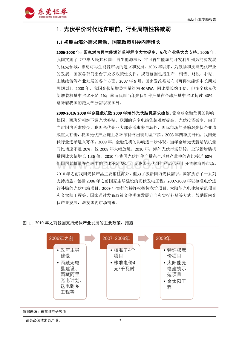 光伏行业专题报告：光伏即将进入平价时代，成长启动弱化周期.pdf_第3页
