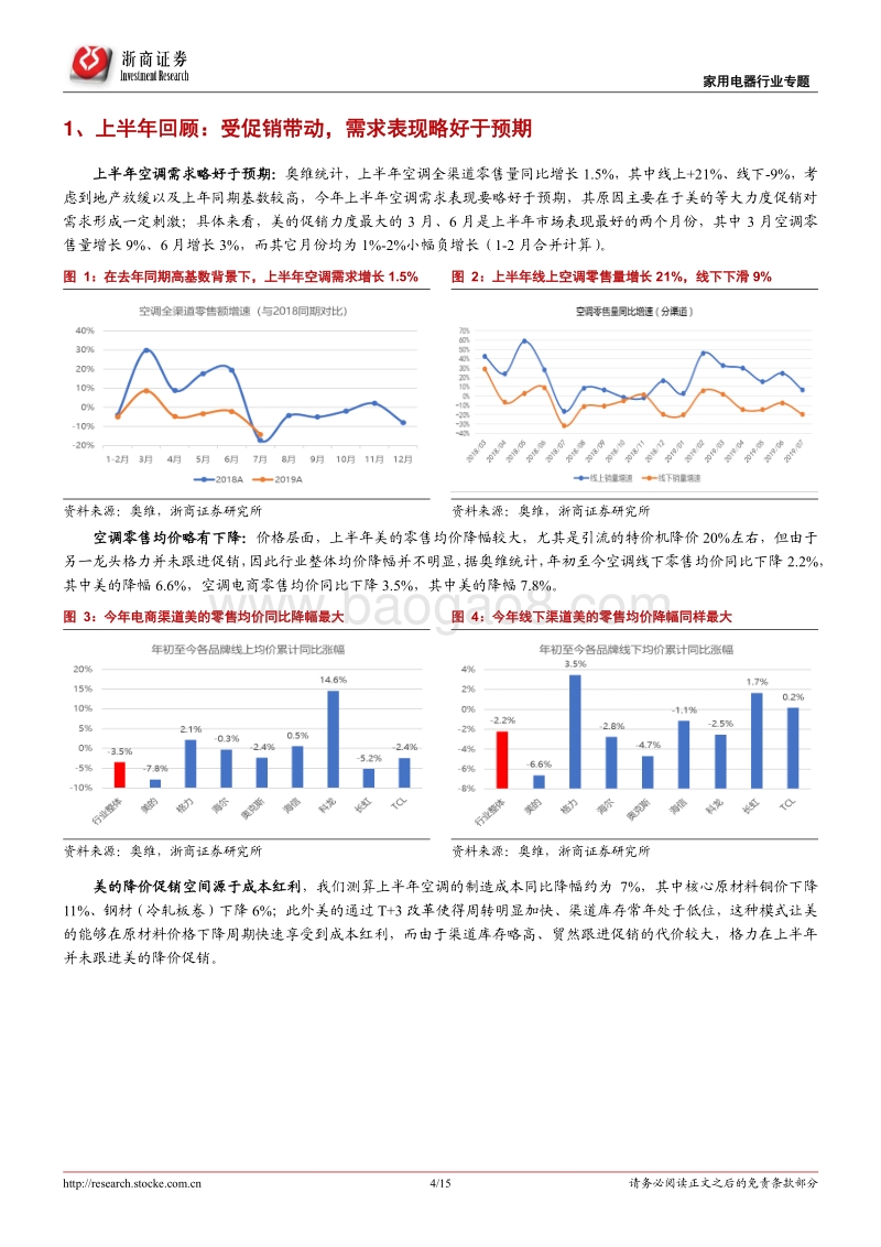 空调行业研究报告：空调后市展望：需求增长0-5%，竞争格局向好.pdf_第4页