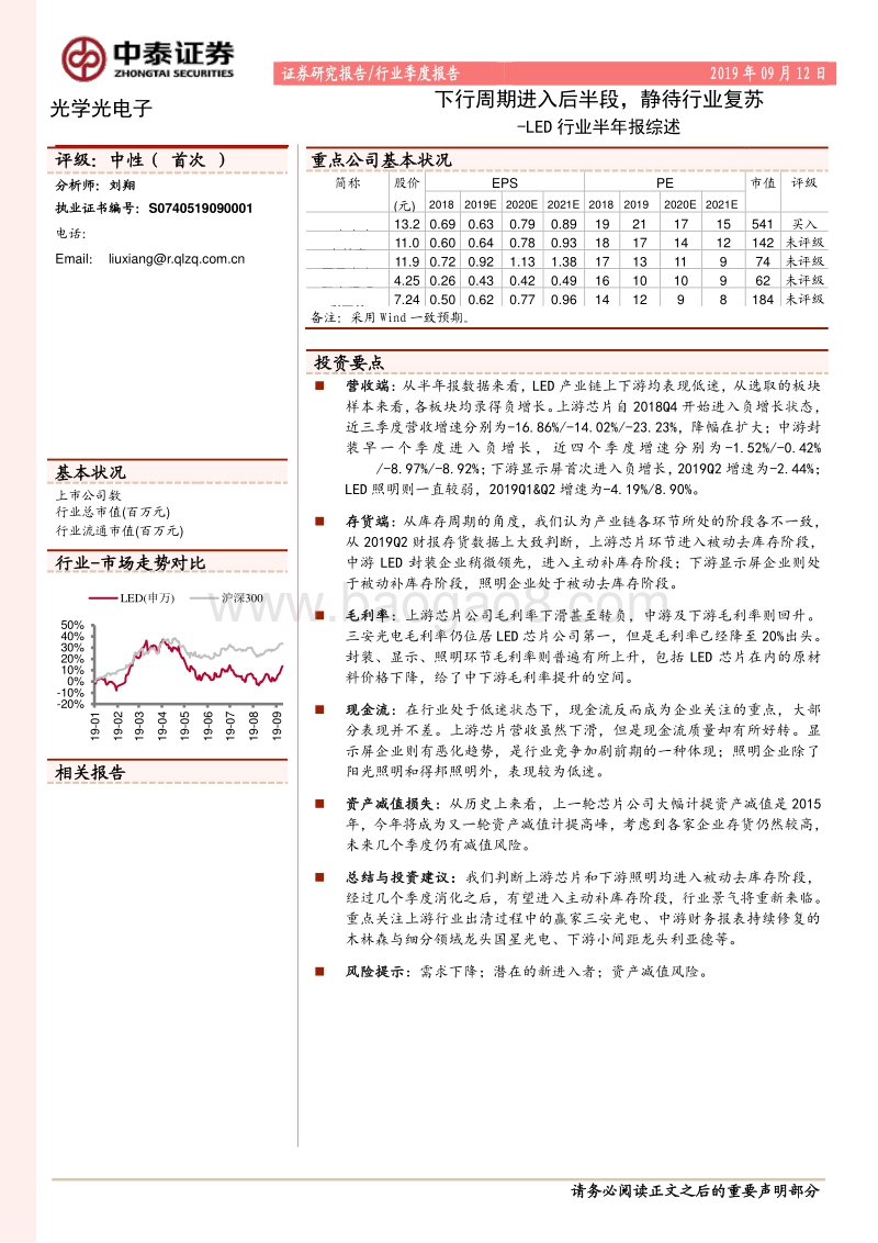 LED行业半年报综述：下行周期进入后半段，静待行业复苏.pdf_第1页