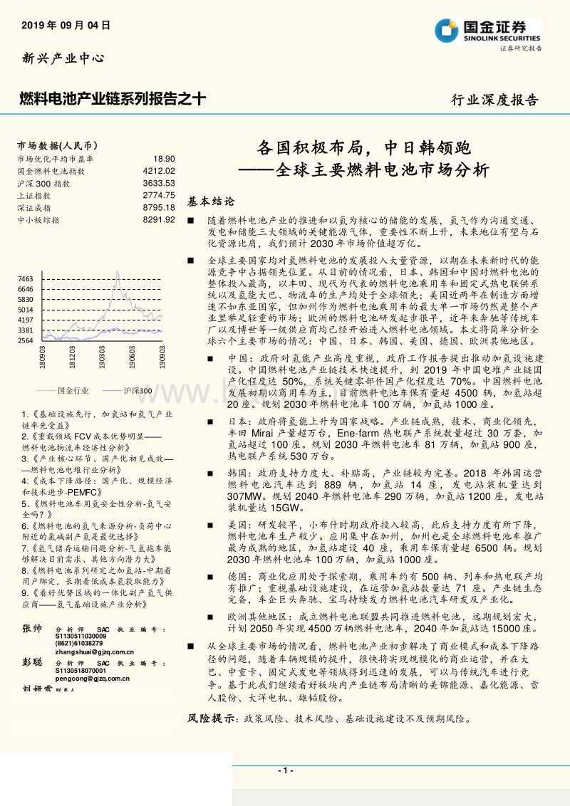 全球主要燃料电池市场分析，各国积极布局，中日韩领跑.pdf_第1页