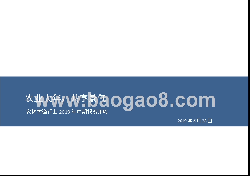 农林牧渔行业19年中期投资策略：农业大年，共享景气.pptx_第1页