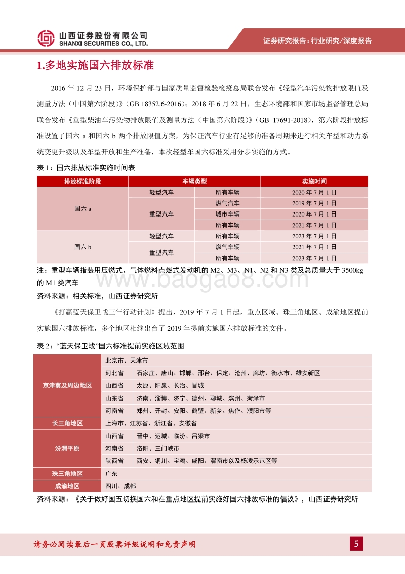 汽车行业专题研究：国六排放标准来袭，汽车行业技术升级.pdf_第5页