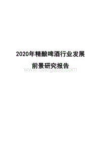 2020年精酿啤酒行业发展前景研究报告.docx