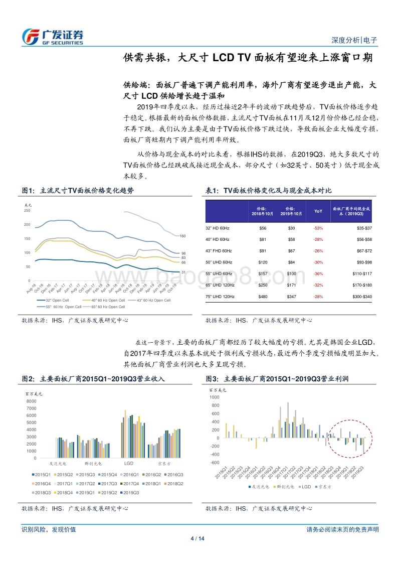 电子行业深度分析：大尺寸面板有望迎来涨价，国内面板龙头深度受益.pdf_第4页
