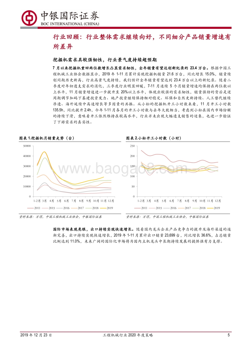 工程机械行业2020年度策略：行业周期波动性收敛，工程机械龙头企业有望迎价值重估.pdf_第5页