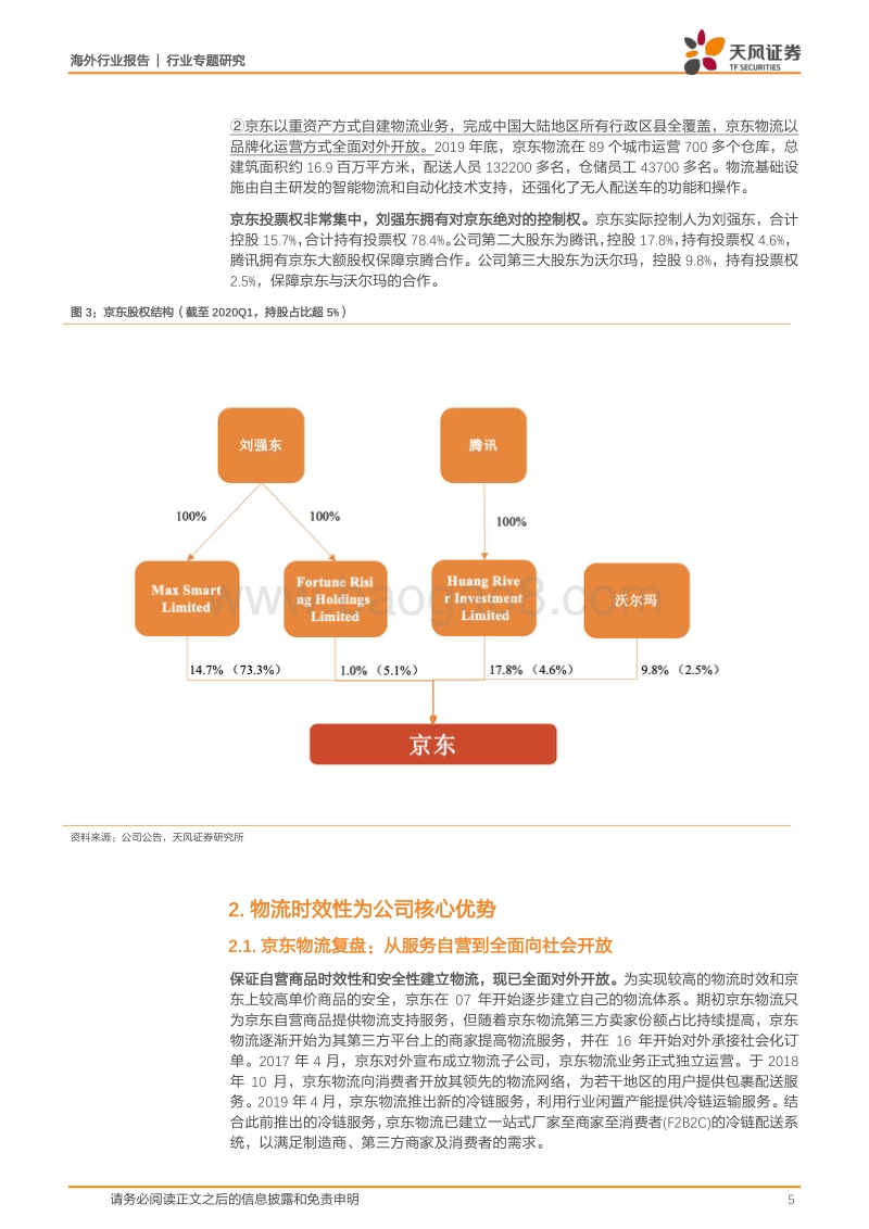 京东：自营为主平台为辅的电商龙头，社会化物流服务开启第二成长曲线.pdf_第5页