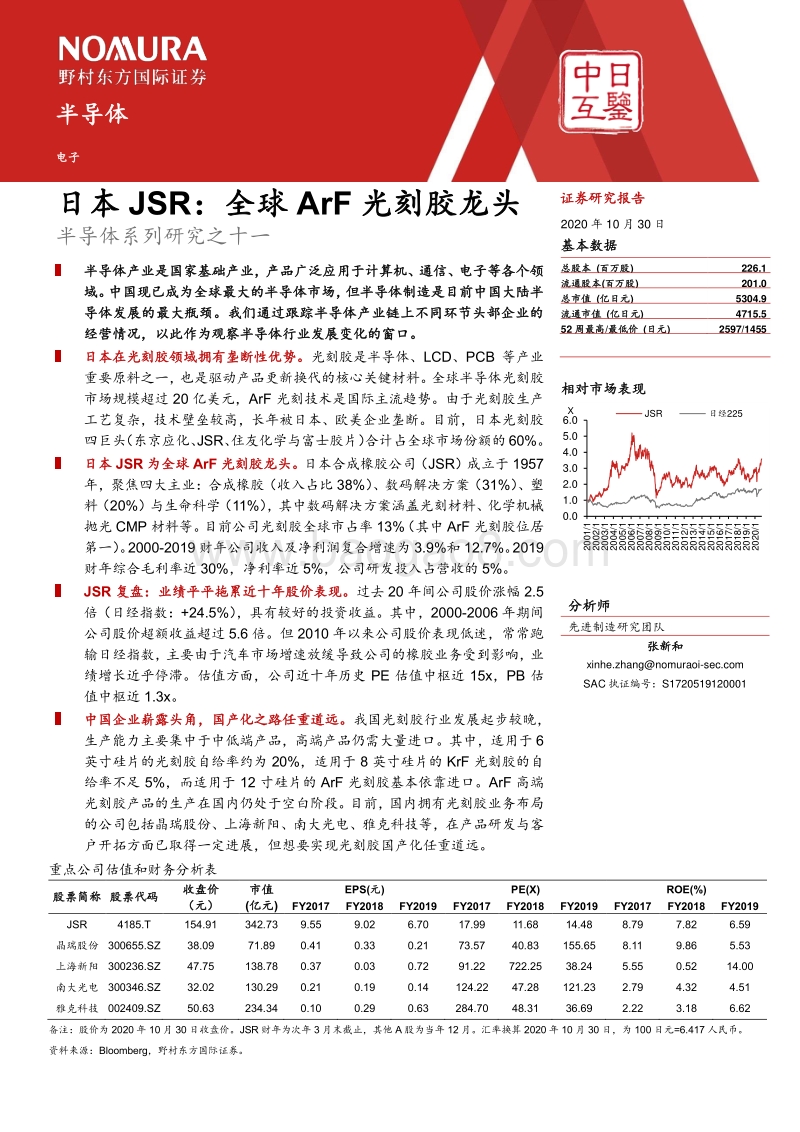 日本JSR：全球ArF光刻胶龙头.pdf_第1页