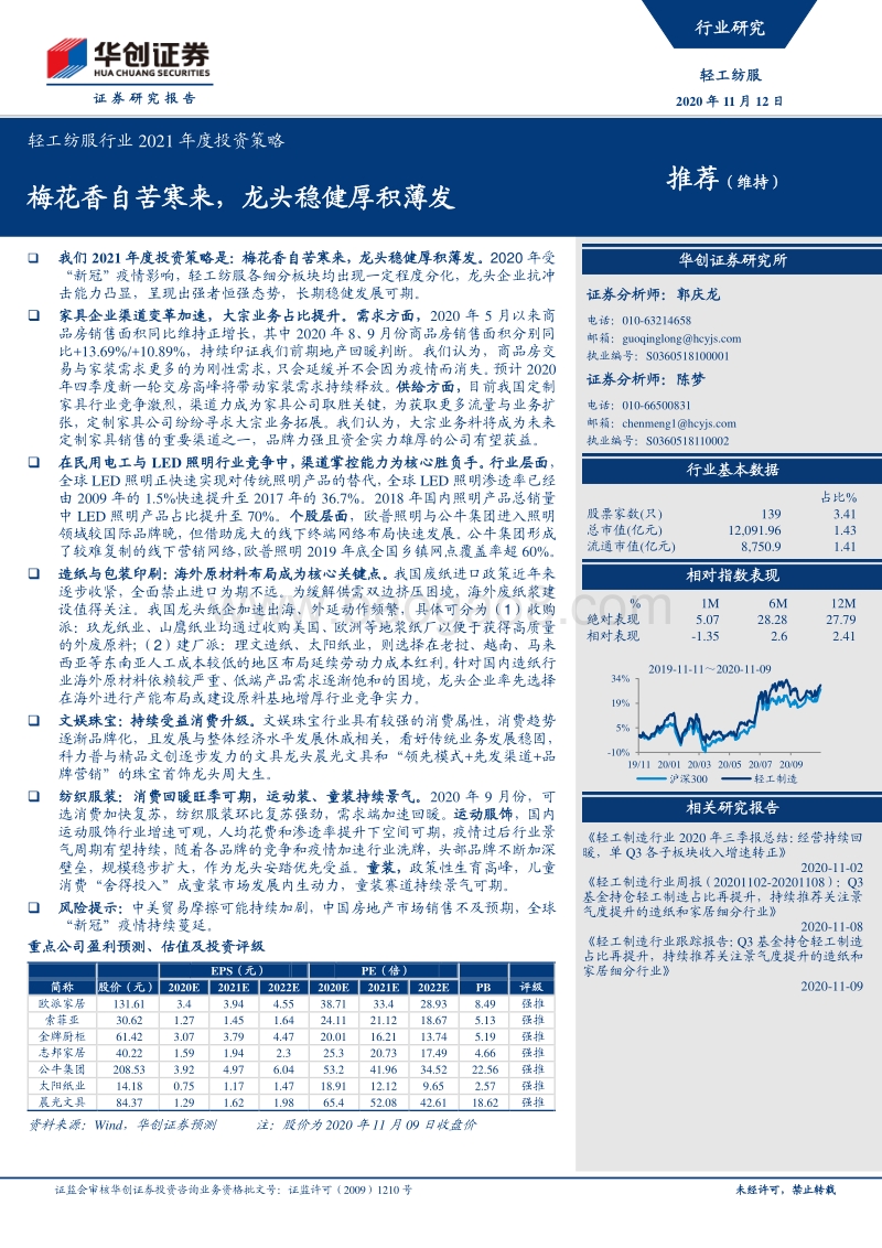 轻工纺服行业2021年度投资策略：梅花香自苦寒来，龙头稳健厚积薄发.pdf_第1页