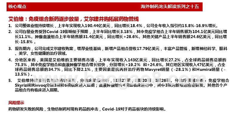 海外制药龙头解读系列之十五：艾伯维ABBV——2020年中报解读.pptx_第2页
