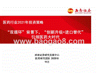 医药行业2021年投资策略：“双循环”背景下，“创新升级+进口替代”引领医药大时代.pptx