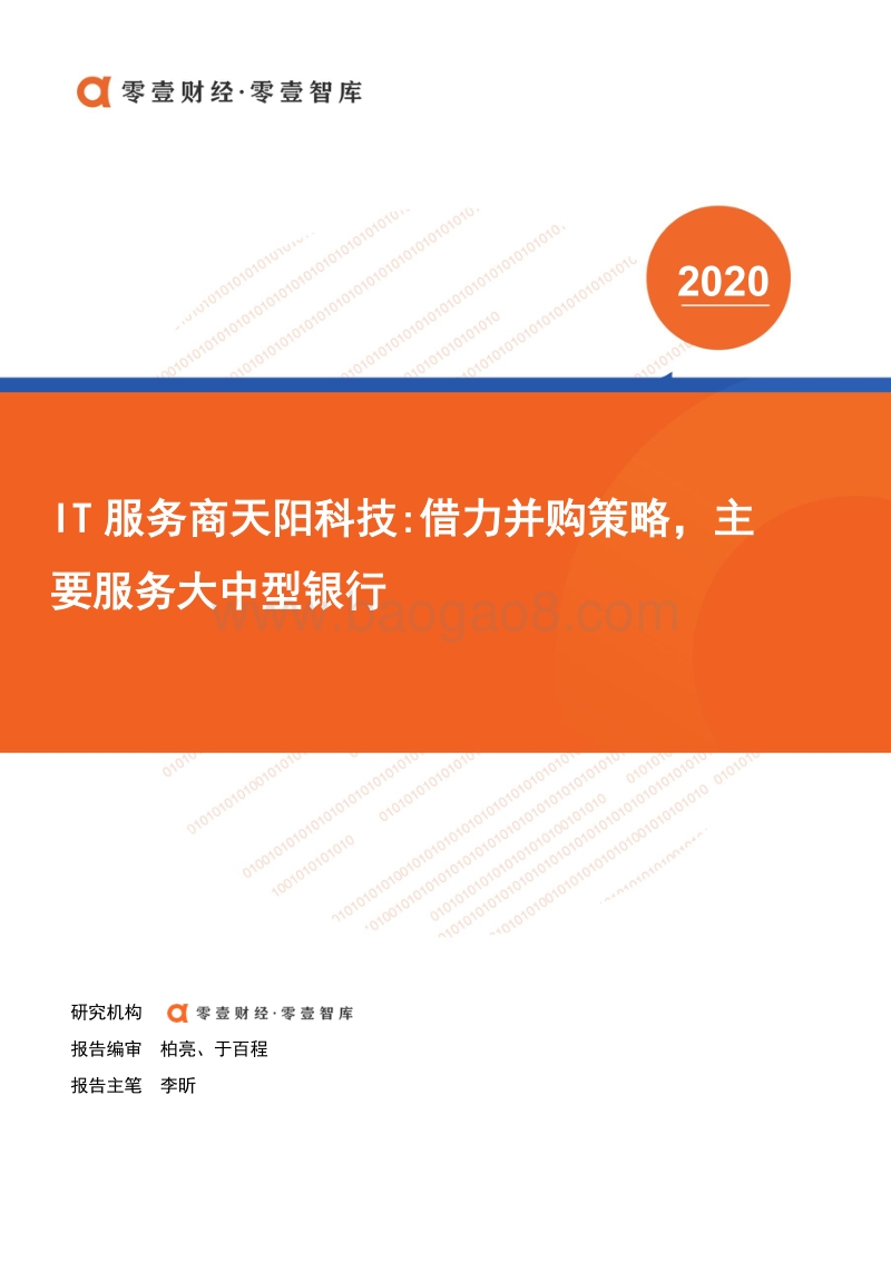 IT服务商天阳科技：借力并购策略，主要服务大中型银行.pdf_第1页