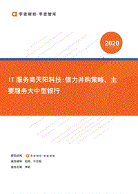 IT服务商天阳科技：借力并购策略，主要服务大中型银行.pdf