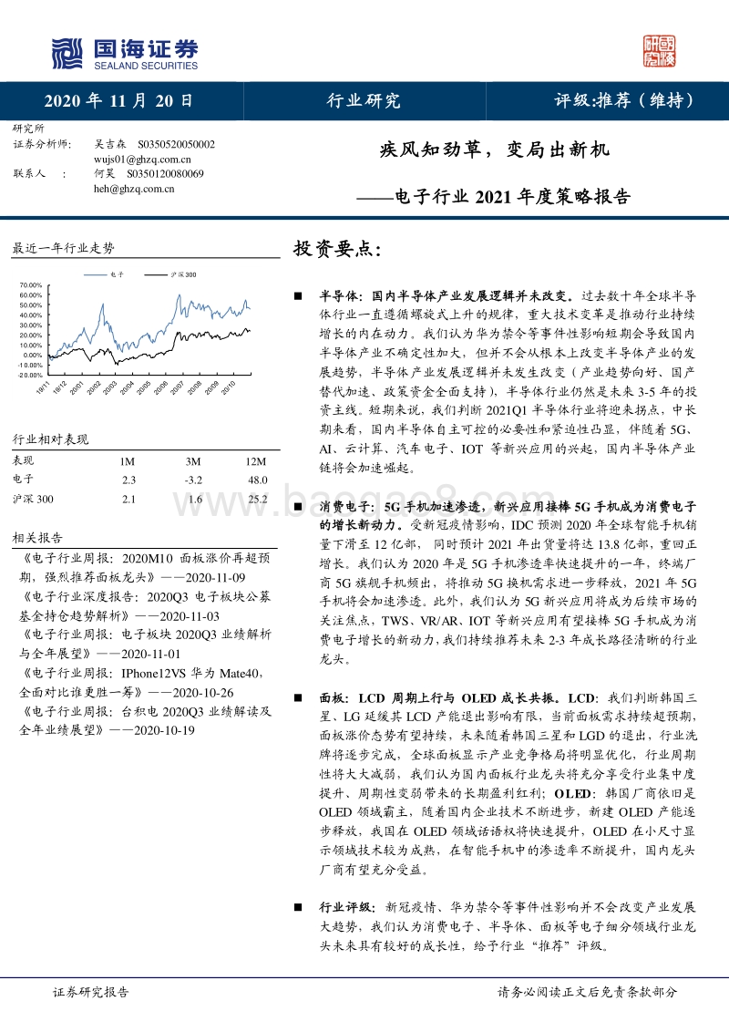 电子行业2021年度策略报告：疾风知劲草，变局出新机.pdf_第1页