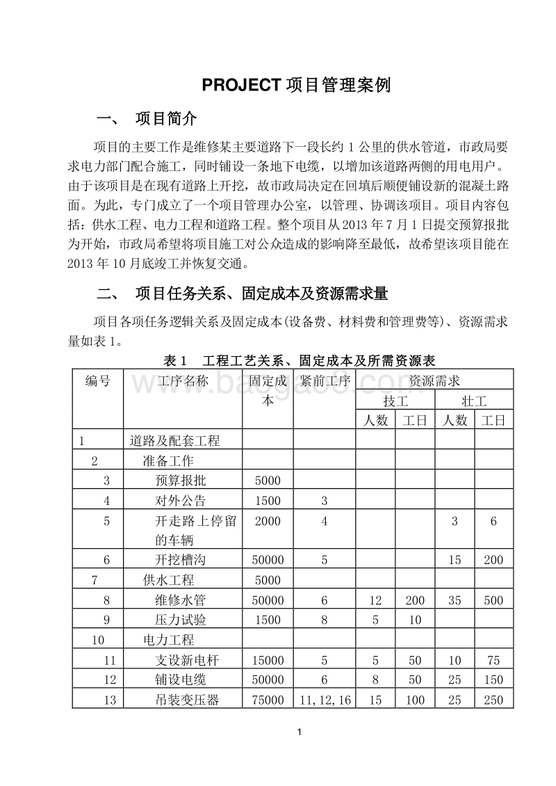 Project项目管理案例作业（word）.doc_第1页