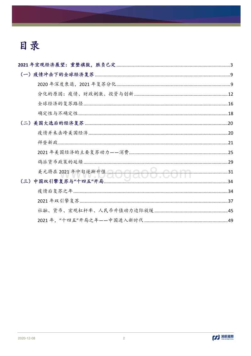 2021年宏观经济展望：重整旗鼓，胜负已定.pdf_第2页