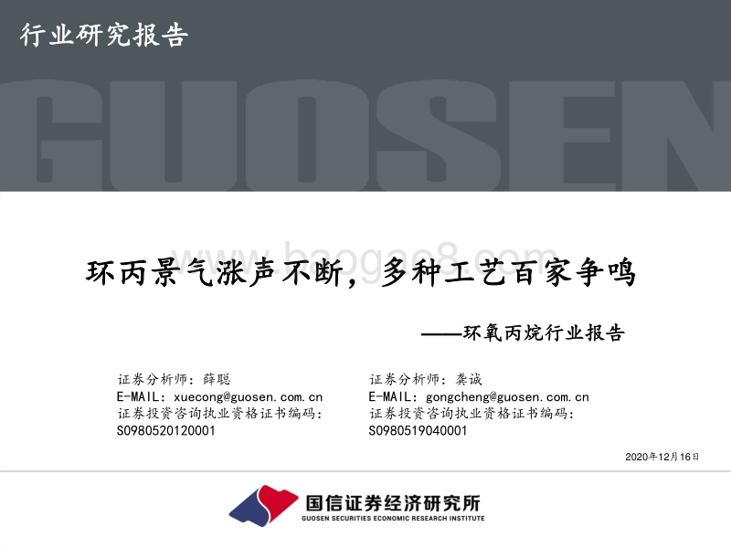 环氧丙烷行业报告：环丙景气涨声不断，多种工艺百家争鸣.pdf_第1页