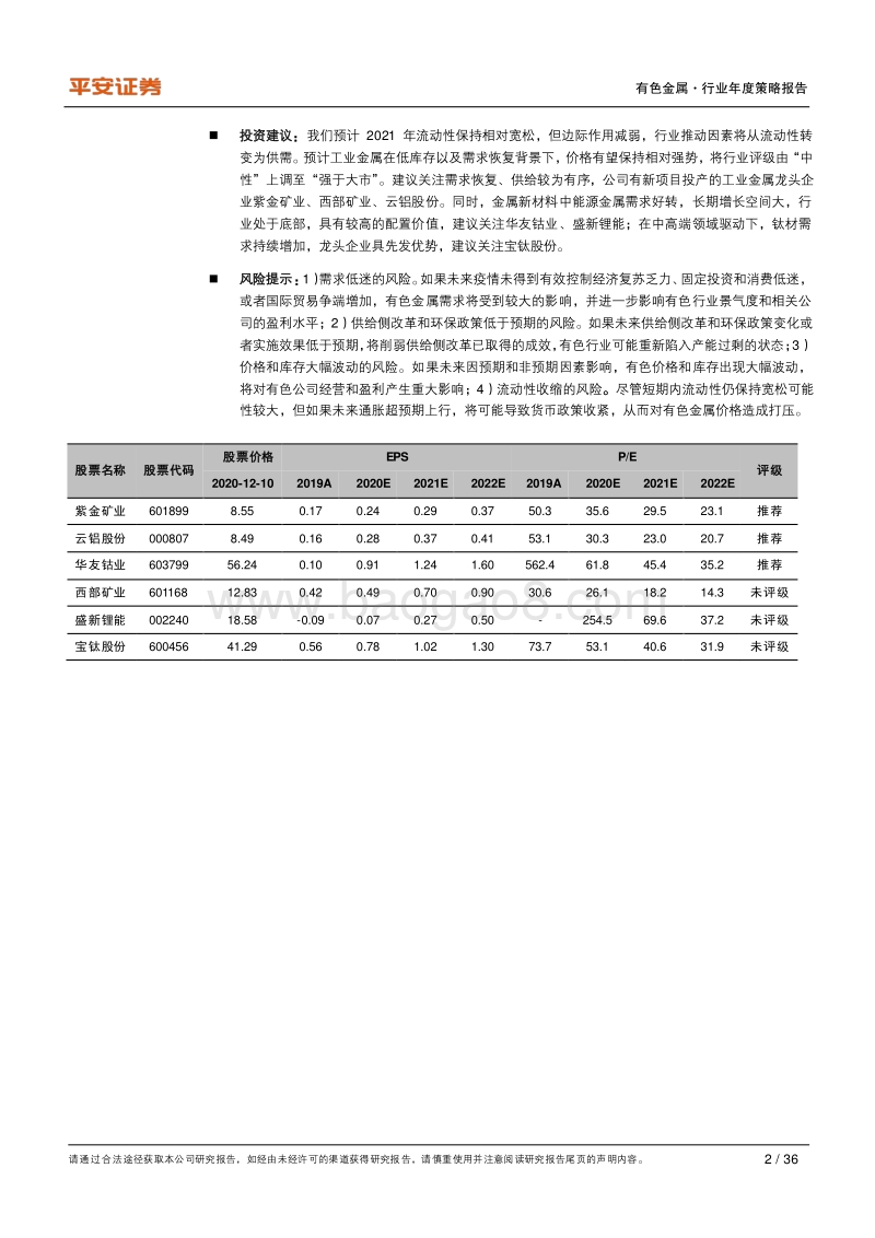 有色金属行业2021年度策略报告：把握顺周期，优选好赛道.pdf_第2页