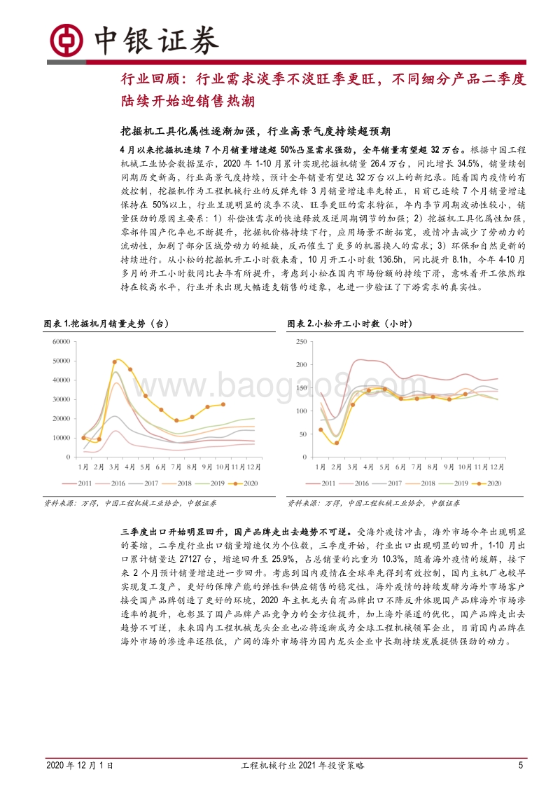 工程机械行业2021年投资度策略：周期波动性大幅减弱，工程机械龙头企业有望迎来业绩与估值的双击.pdf_第5页