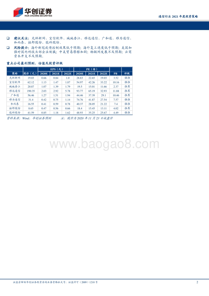 通信行业2021年度投资策略：5G基建应用协调发展，开启万物互联大时代.pdf_第2页