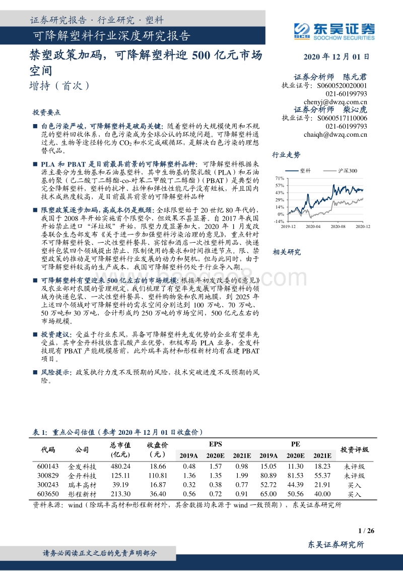 可降解塑料行业深度研究报告：禁塑政策加码，可降解塑料迎500亿元市场空间.pdf_第1页