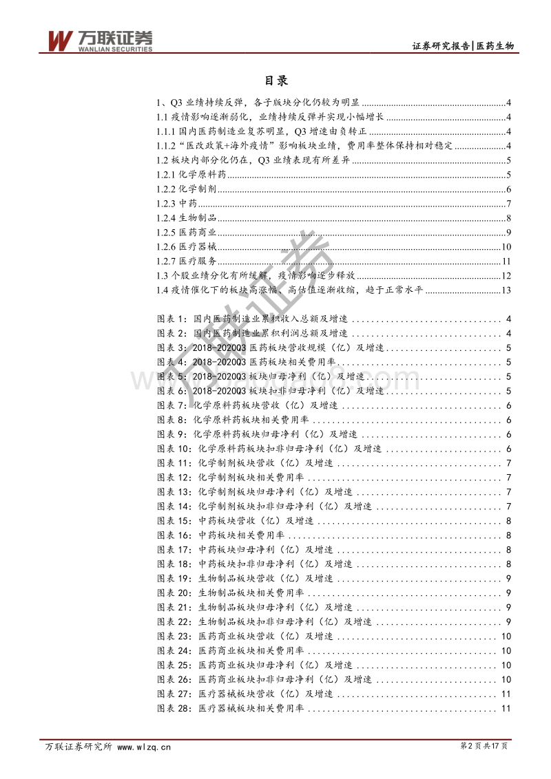 医药行业2020年三季报总结：疫情影响逐步释放，回归基本面布局.pdf_第2页