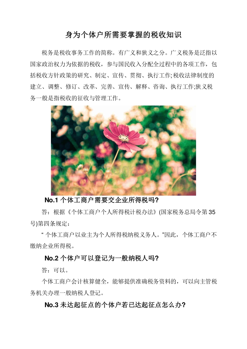 身为个体户所需要掌握的税收知识.doc_第1页
