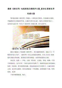 最新《新世界》电视剧观后感剧评5篇_看孙红雷新世界有感5篇.doc