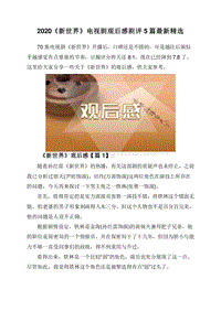 2020《新世界》电视剧观后感剧评5篇最新精选.doc