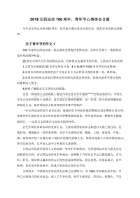 2019五四运动100周年，青年节心得体会2篇.doc