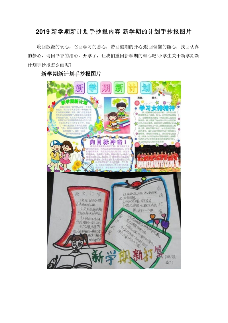 2019新学期新计划手抄报内容新学期的计划手抄报图片.doc_第1页