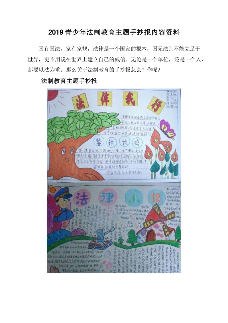 2019青少年法制教育主题手抄报内容资料.doc_第1页