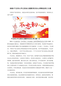 2020不忘初心牢记使命主题教育活动心得精选例文3篇.doc