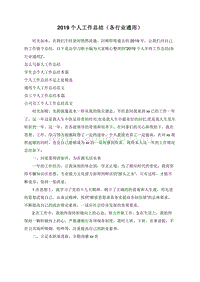 2019个人工作总结（各行业通用）.doc